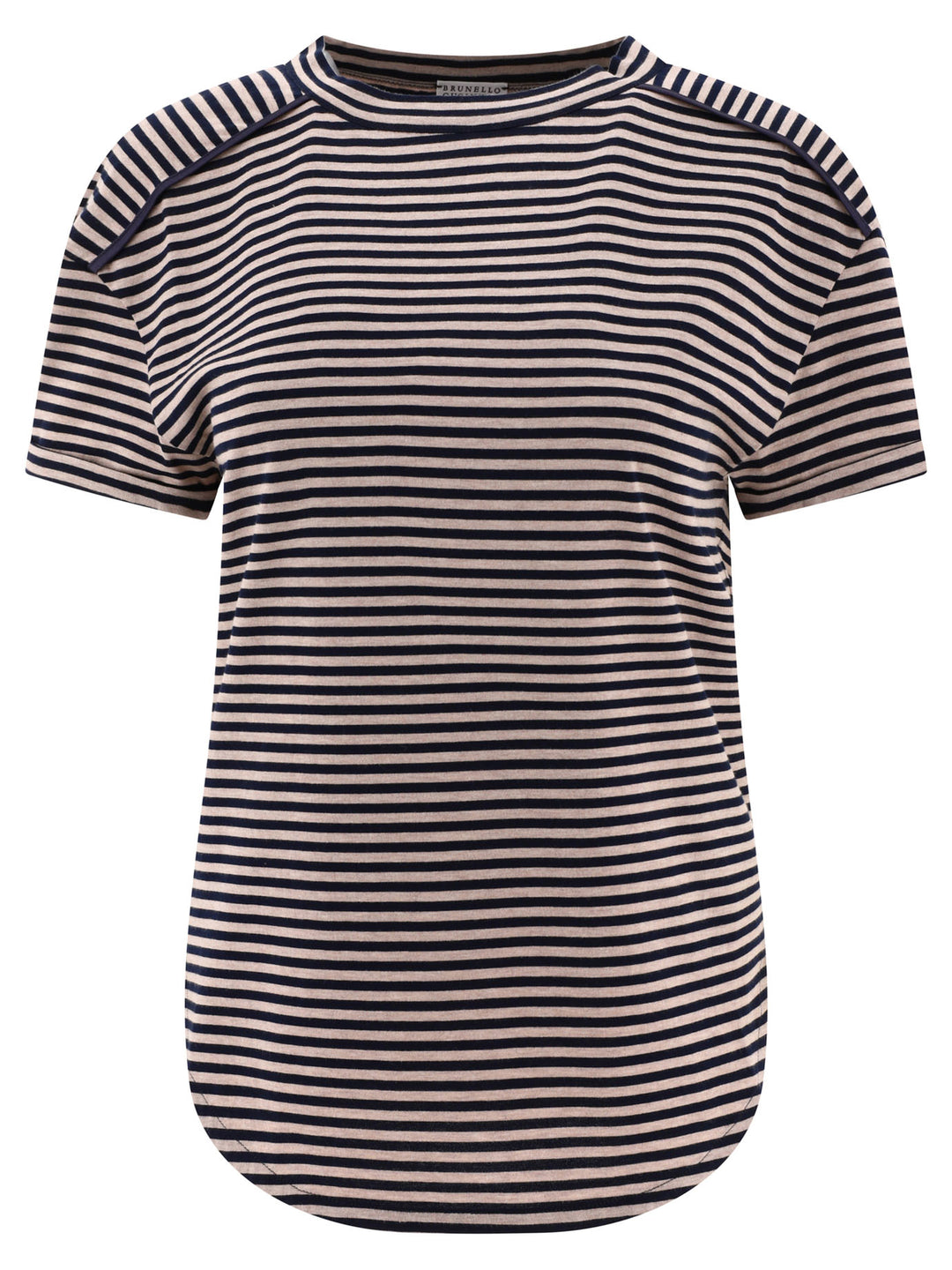 Striped Jersey T-Shirt With Monili T-Shirts Blu