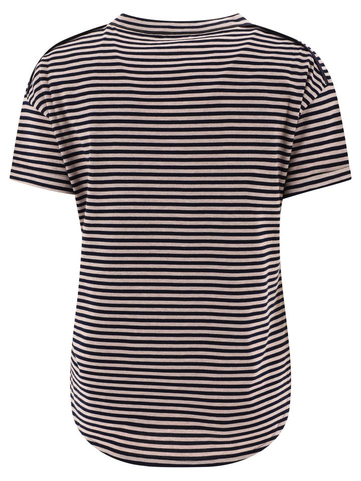 Striped Jersey T-Shirt With Monili T-Shirts Blu