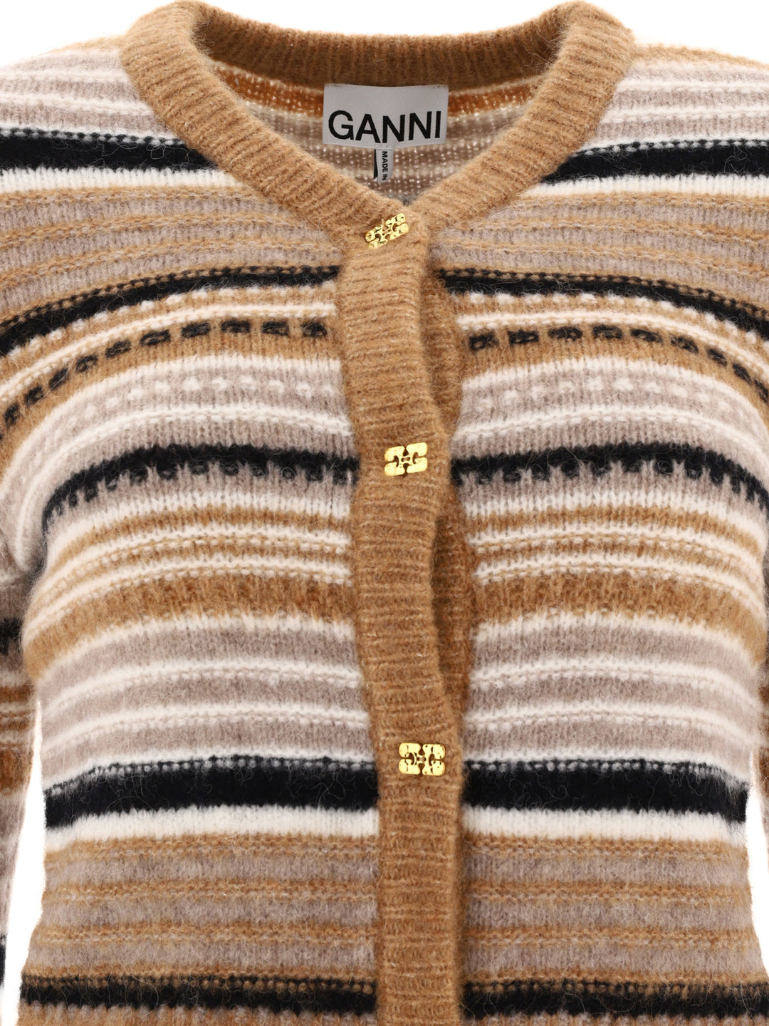 Striped Cardigan Knitwear Marrone