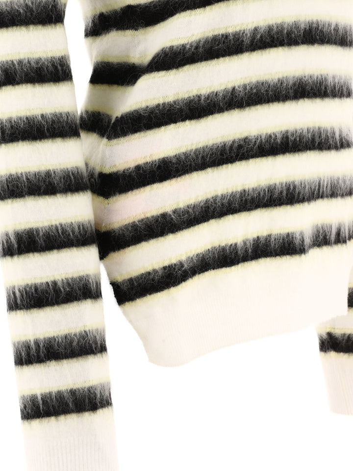 Striped Mohair Sweater Knitwear Bianco