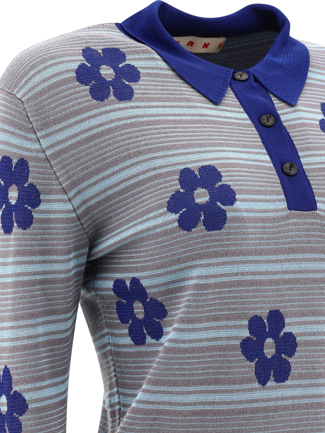 Striped Flowers Polo Shirts Celeste