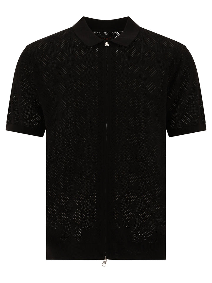 Zip Knit Mesh Polo Shirt Polo Shirts Nero