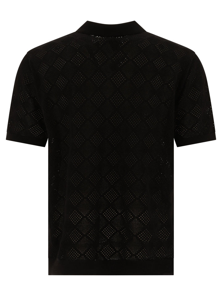 Zip Knit Mesh Polo Shirt Polo Shirts Nero