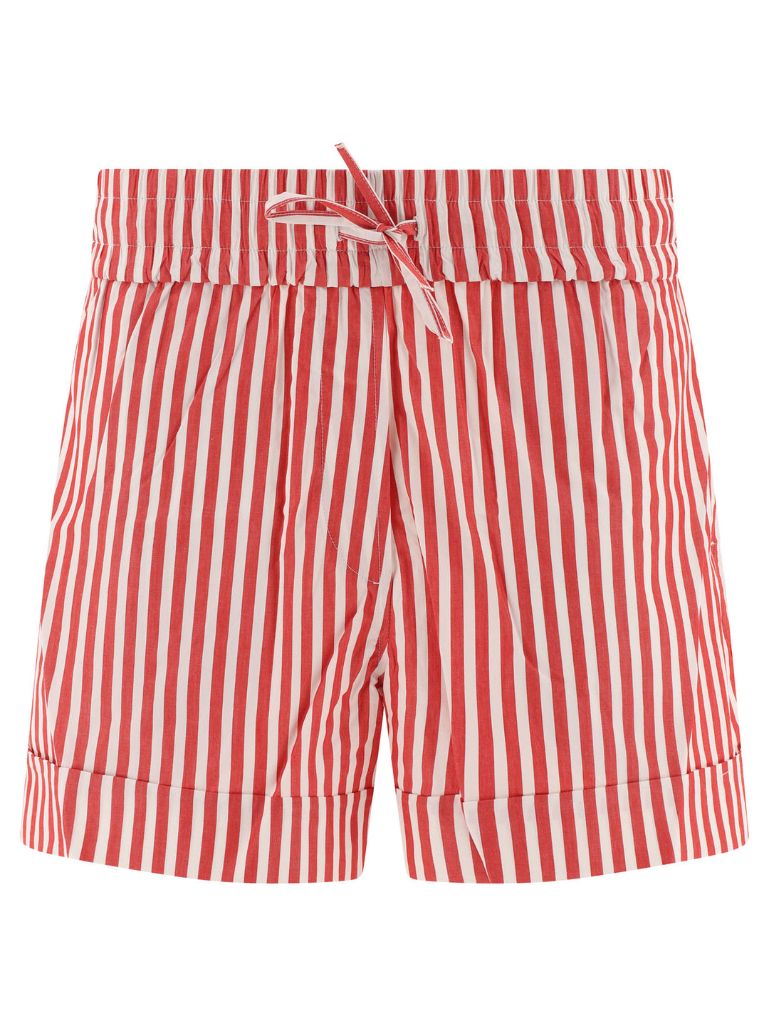 Striped Cotton S Short Rosso