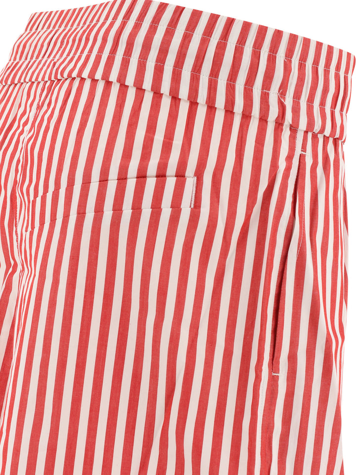 Striped Cotton S Short Rosso