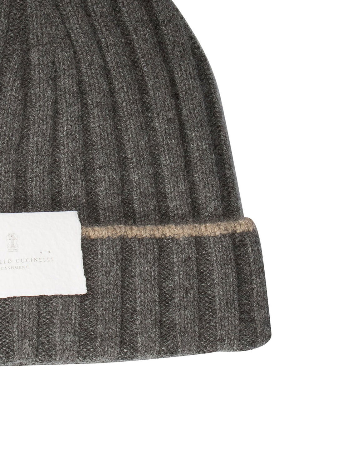 Ribbed Cashmere Knit Beanie Cappelli Grey