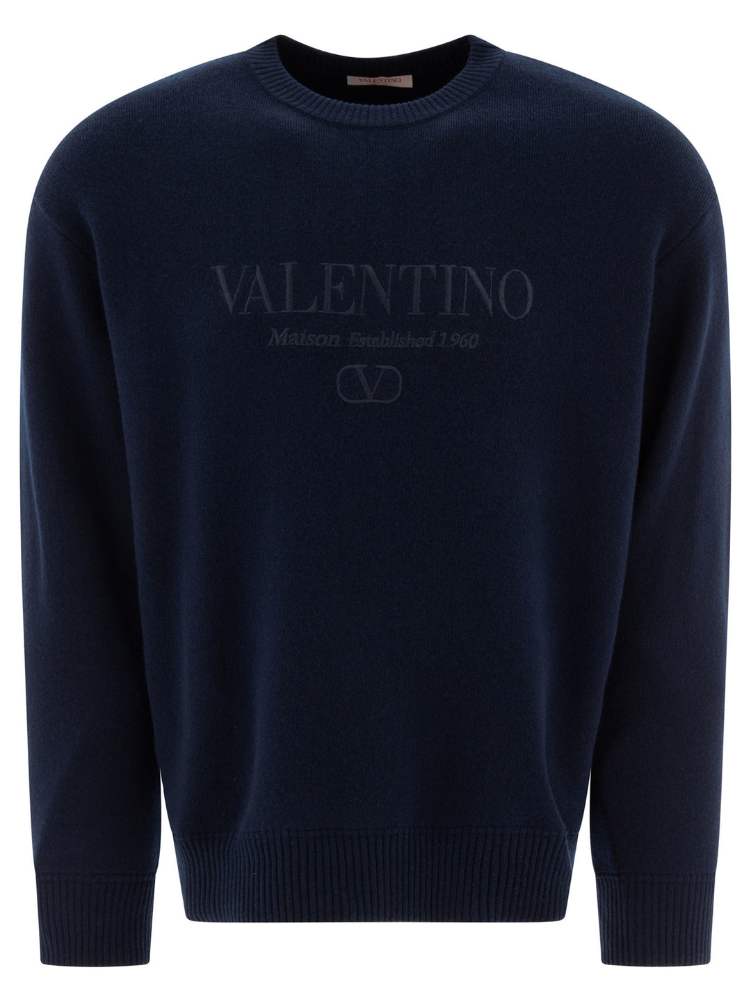 Wool Sweater With Valentino Embroidery Knitwear Blu