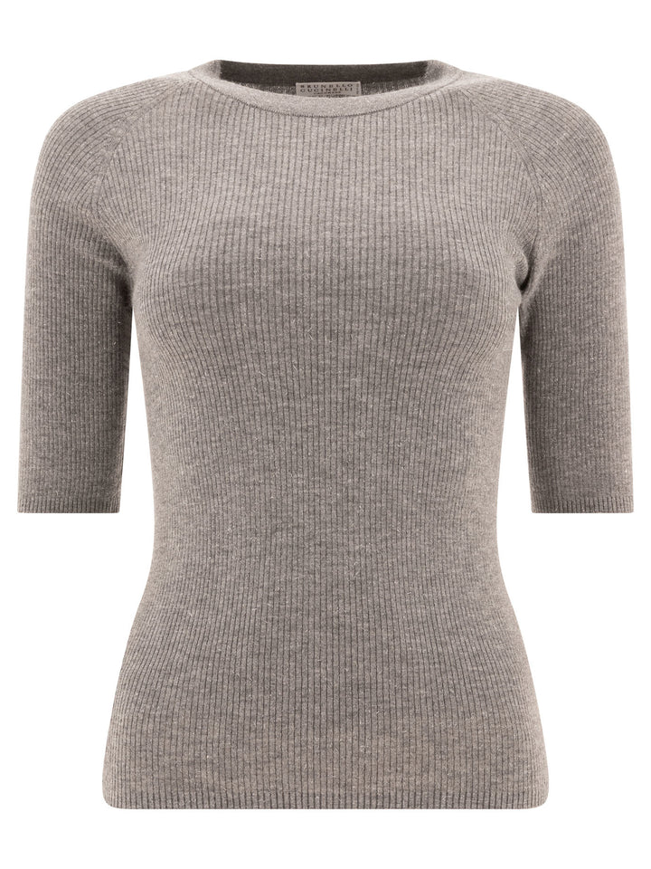 Ribbed Cashmere Sparling Sweater Knitwear Grey