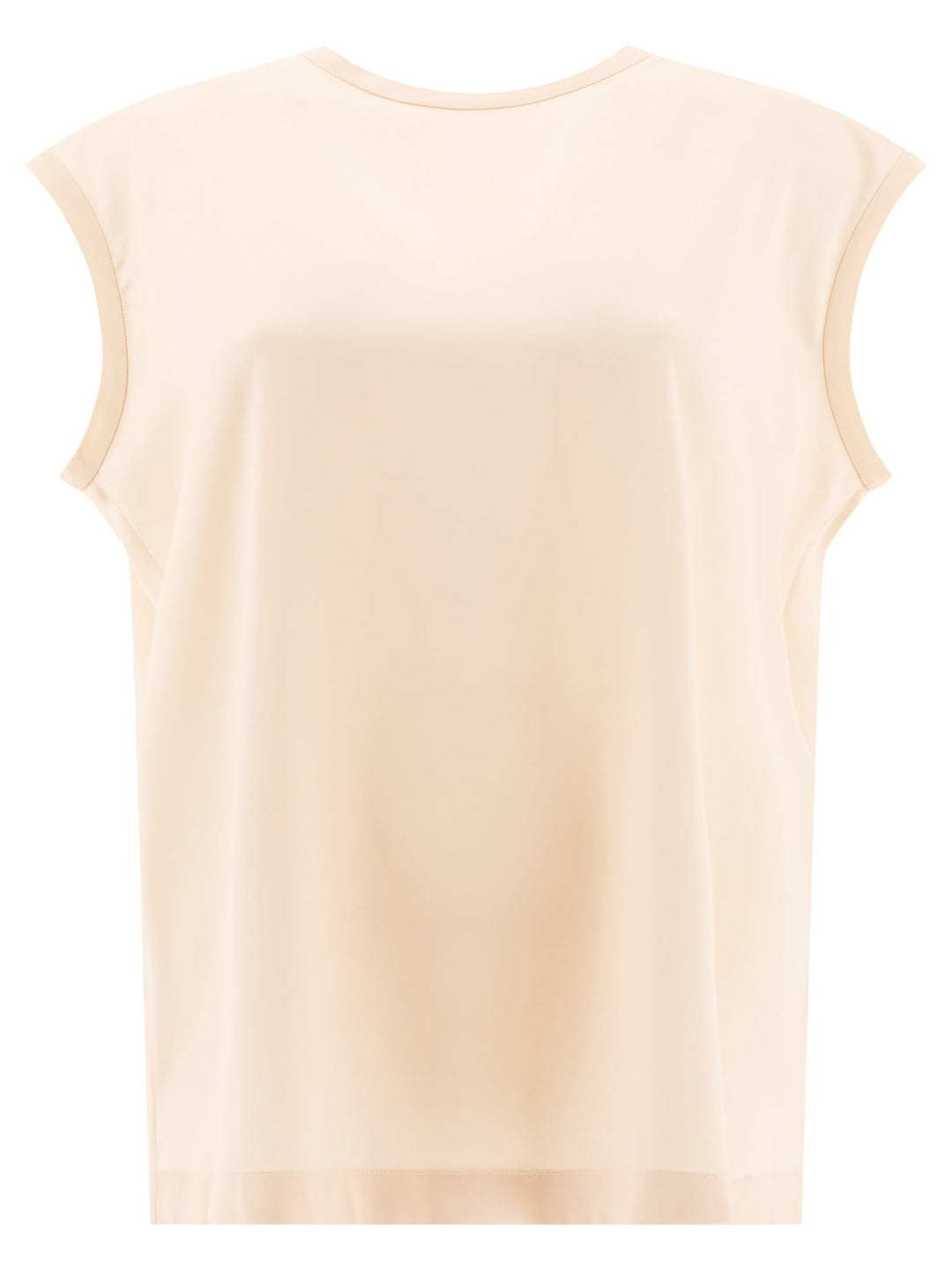 Stretch Silk Satin T-Shirt With Monili T-Shirts Beige