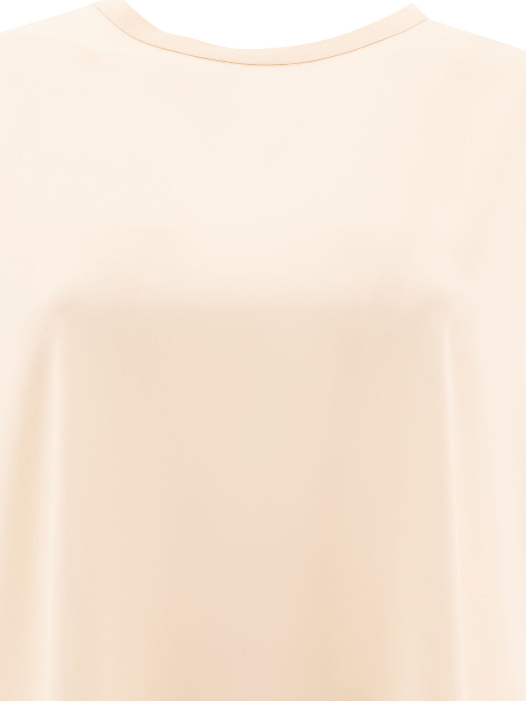 Stretch Silk Satin T-Shirt With Monili T-Shirts Beige