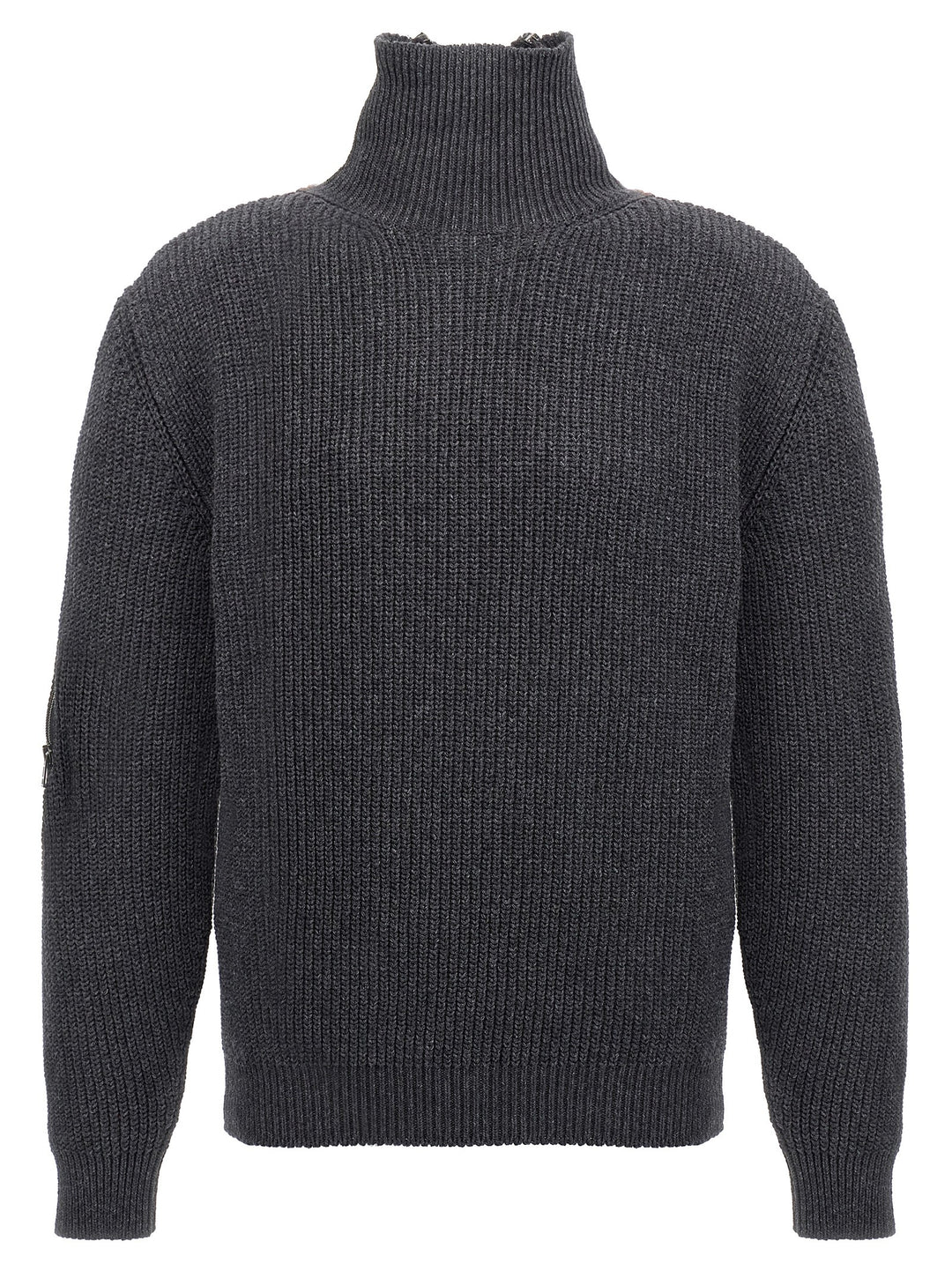 Zip Insert High Neck Sweater, Cardigans Gray