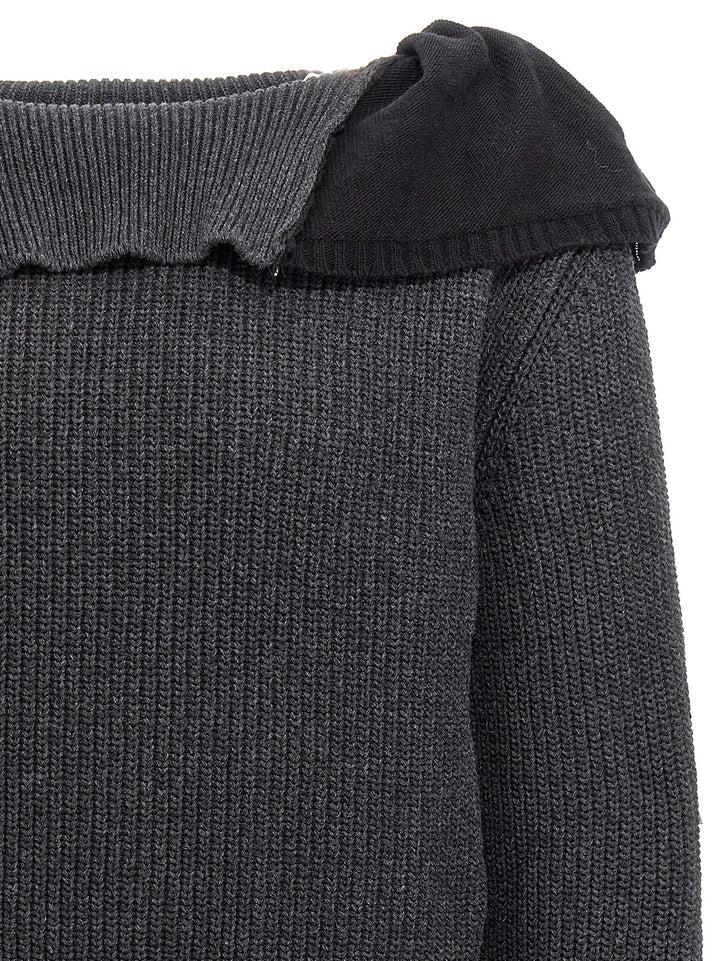 Zip Insert High Neck Sweater, Cardigans Gray