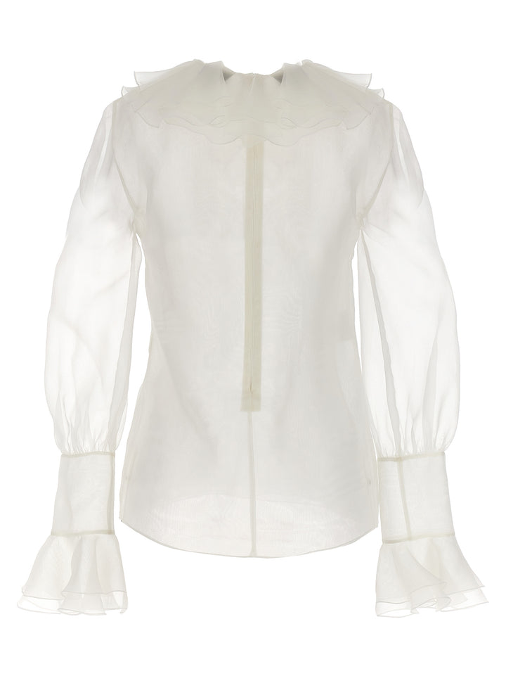 Ruffle Collar Shirt Shirt, Blouse White