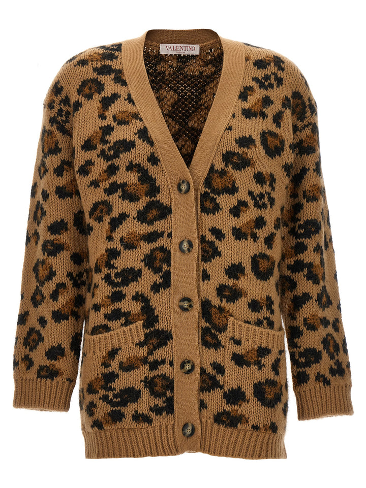 Valentino Animalier Cardigan Sweater, Cardigans Brown