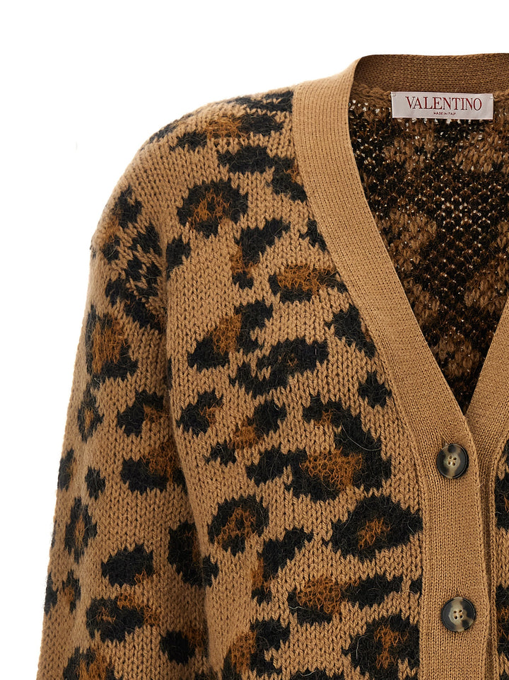 Valentino Animalier Cardigan Sweater, Cardigans Brown