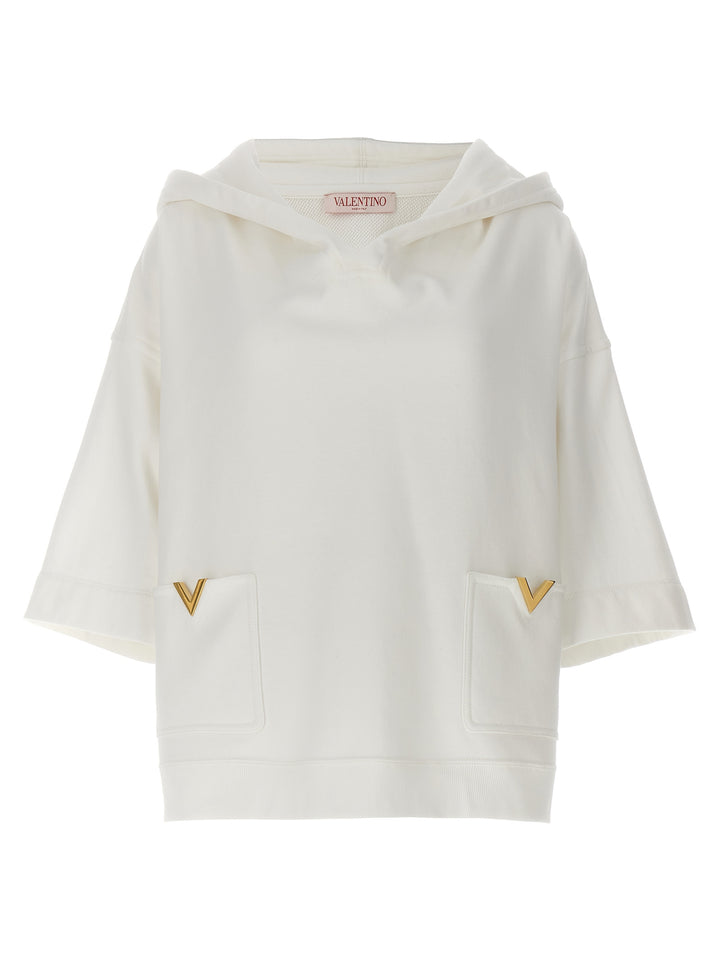 Valentino Garavani Logo Hoodie Sweatshirt White