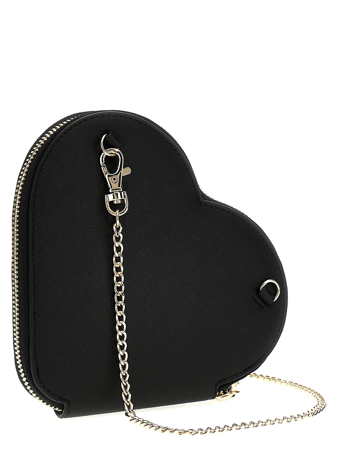 Saffiano Heart Crossbody Bags Black