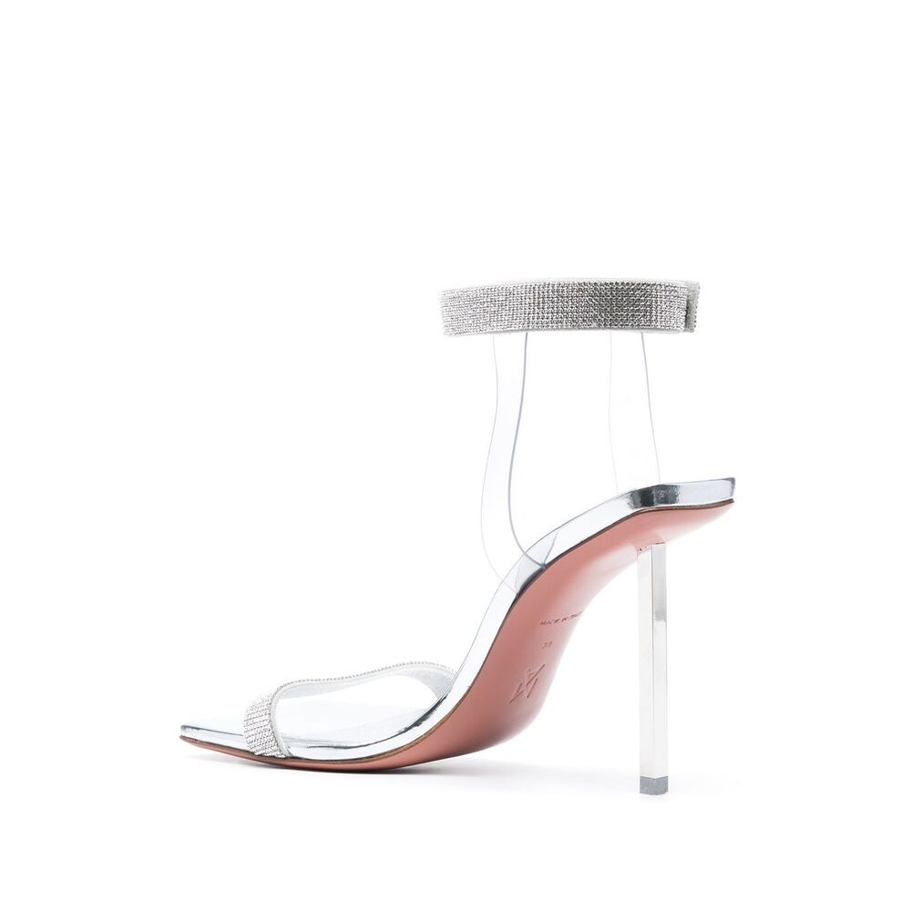 Amina Muaddi Silver Sandals - Silver | Wanan Luxury