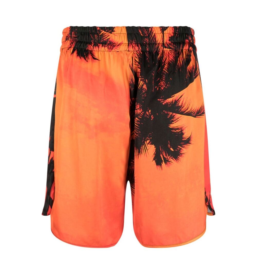 Blue Sky Inn Silk Shorts - Orange, Black | Wanan Luxury