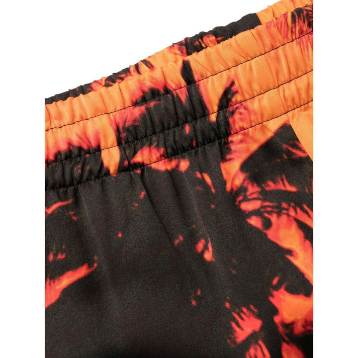 Blue Sky Inn Silk Shorts - Orange, Black | Wanan Luxury