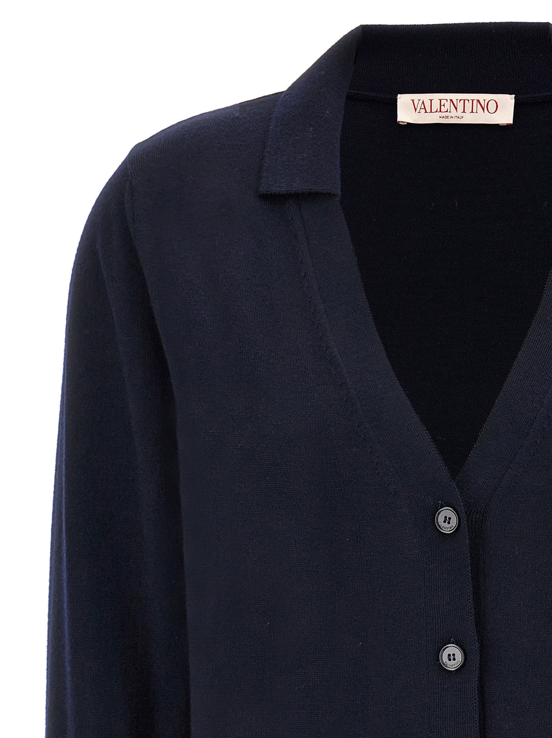 Valentino Logo Embroidery Cardigan Sweater, Cardigans Blue