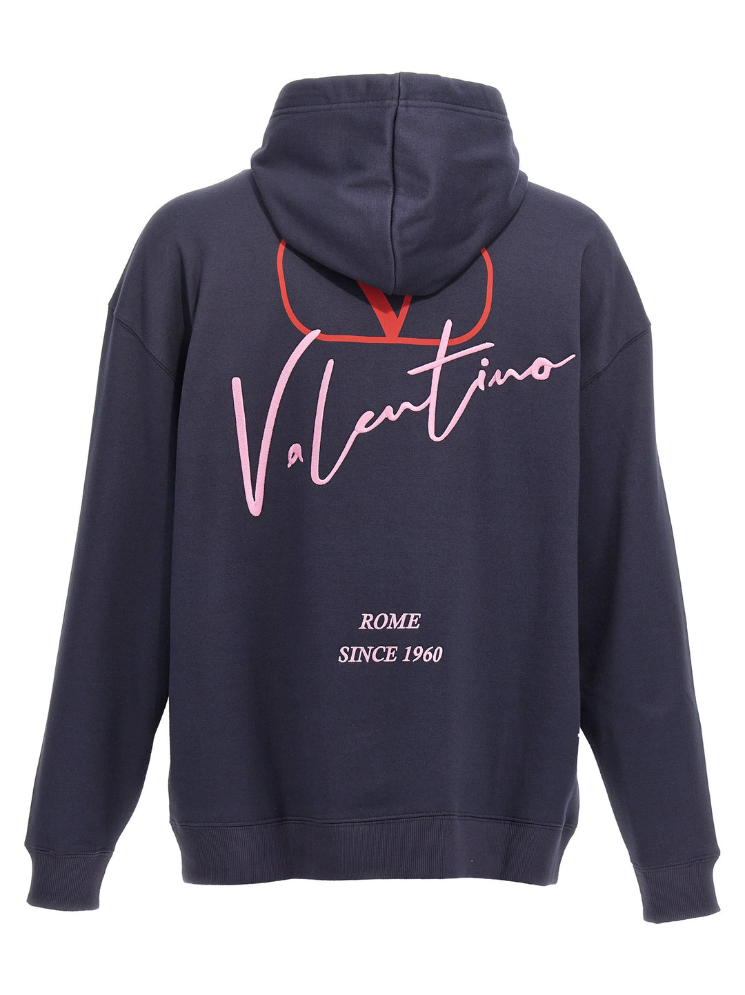 Valentino Logo Embroidery Hoodie Sweatshirt Blue