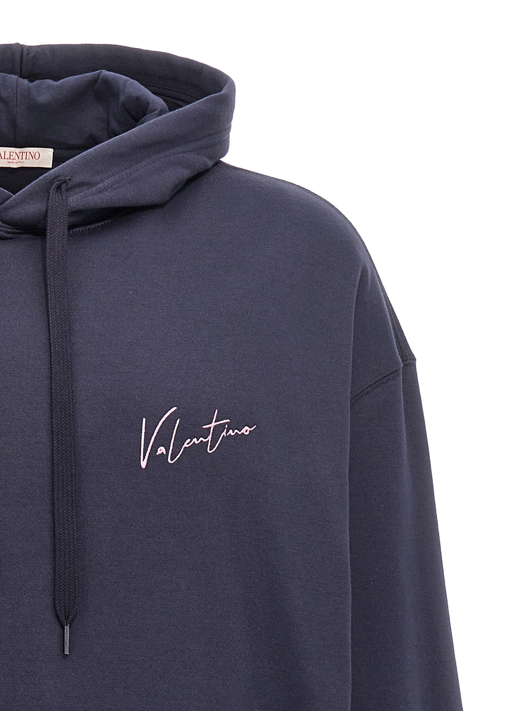 Valentino Logo Embroidery Hoodie Sweatshirt Blue