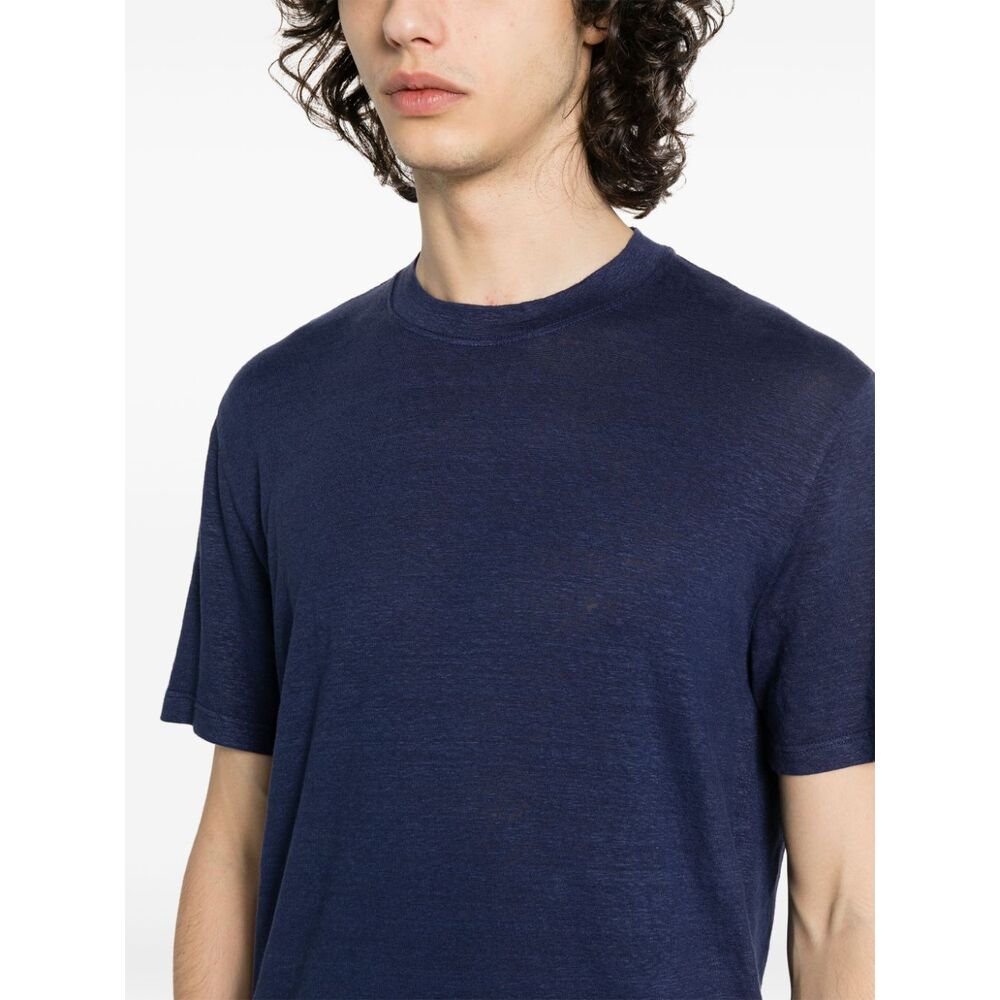 Fedeli Cotton  Linen T Shirts - Blue | Wanan Luxury