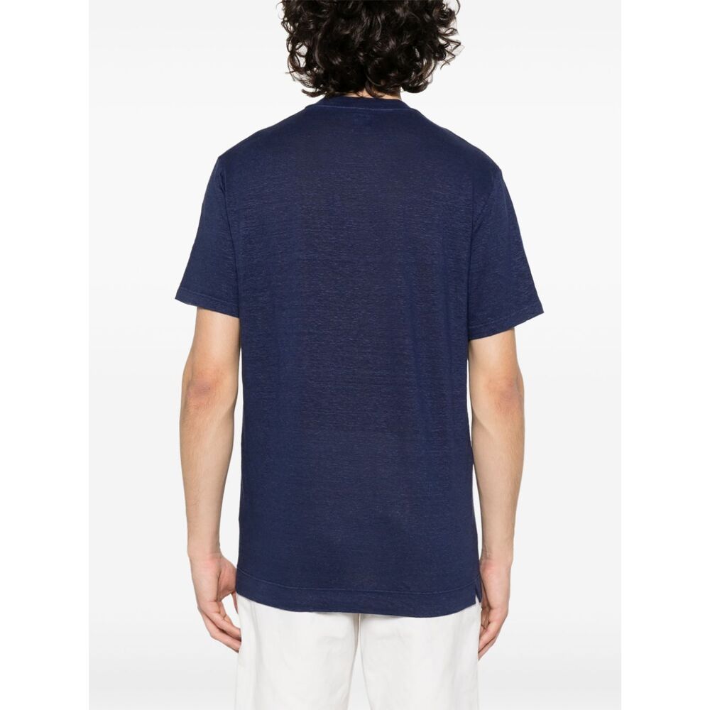 Fedeli Cotton  Linen T Shirts - Blue | Wanan Luxury