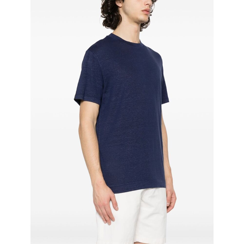 Fedeli Cotton  Linen T Shirts - Blue | Wanan Luxury