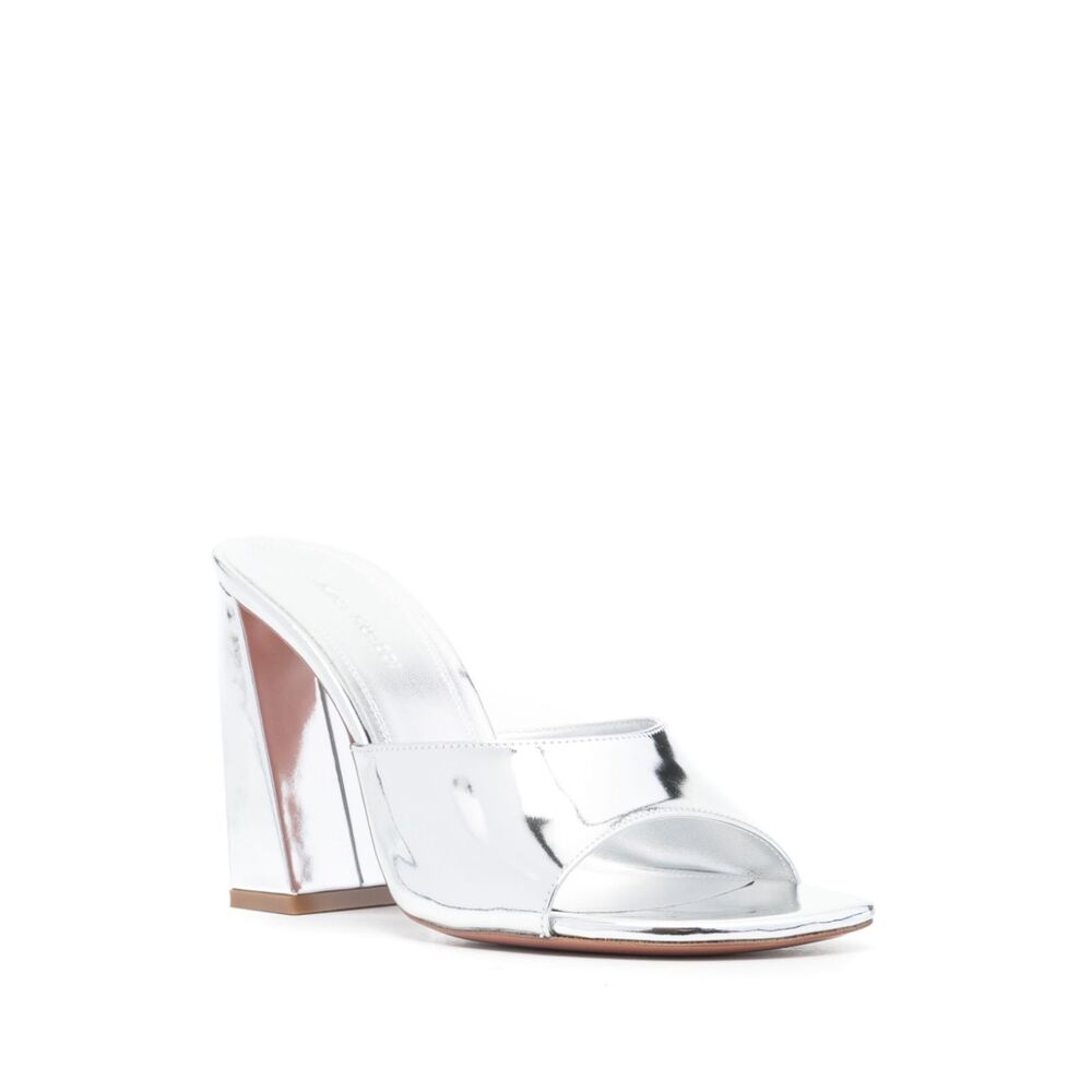 Amina Muaddi Silver Mules - Silver | Wanan Luxury