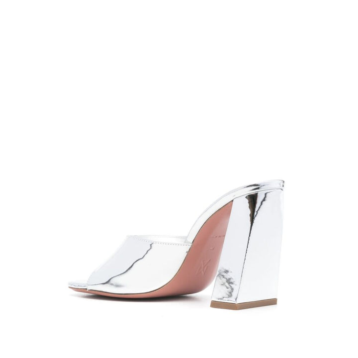 Amina Muaddi Silver Mules - Silver | Wanan Luxury