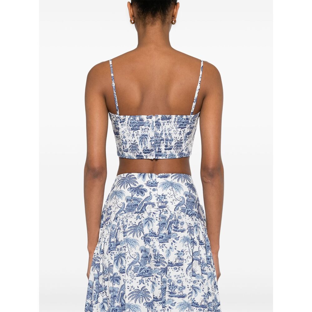 Staud Top - Bianco, Blu | Wanan Luxury