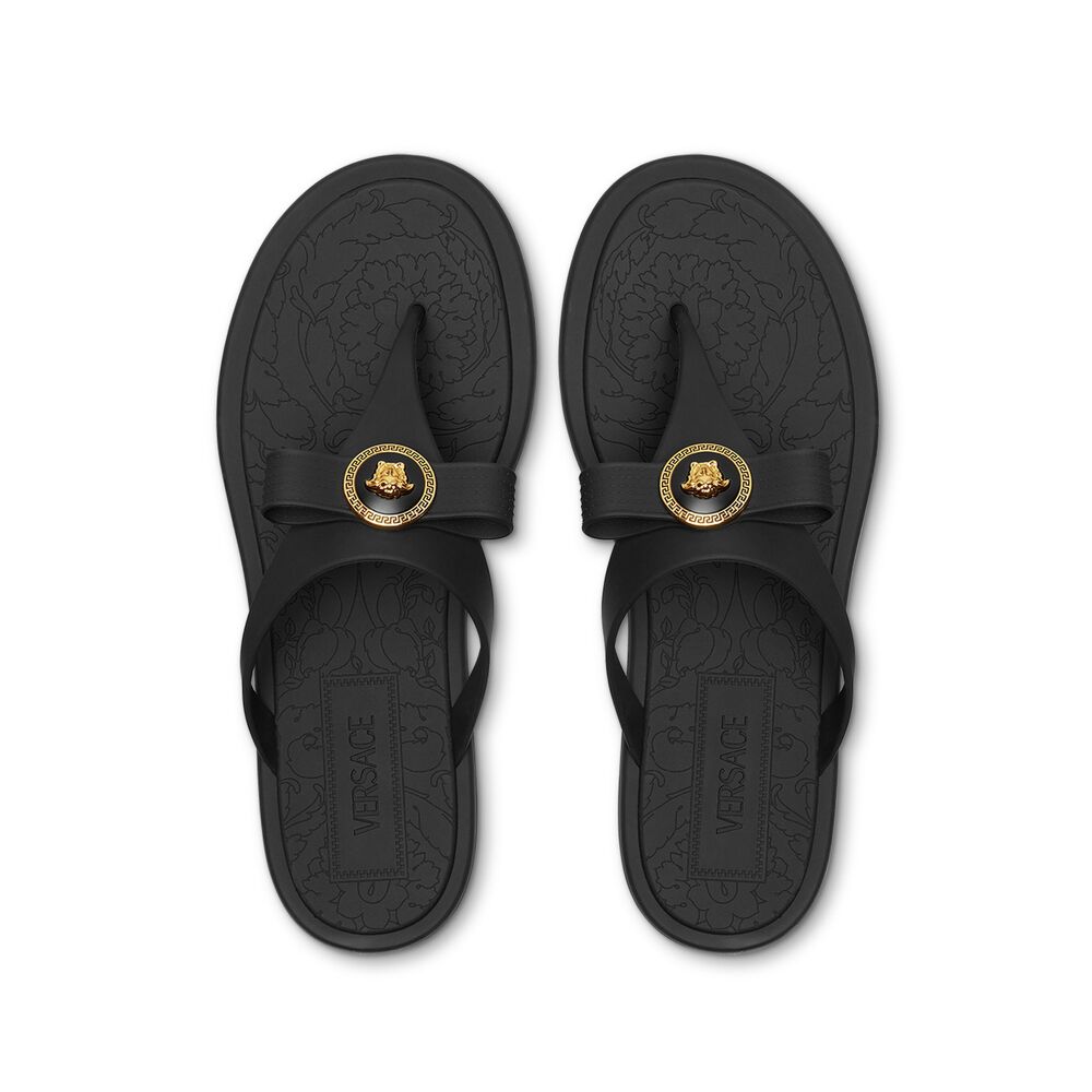 Versace Rubber Slippers - Black | Wanan Luxury