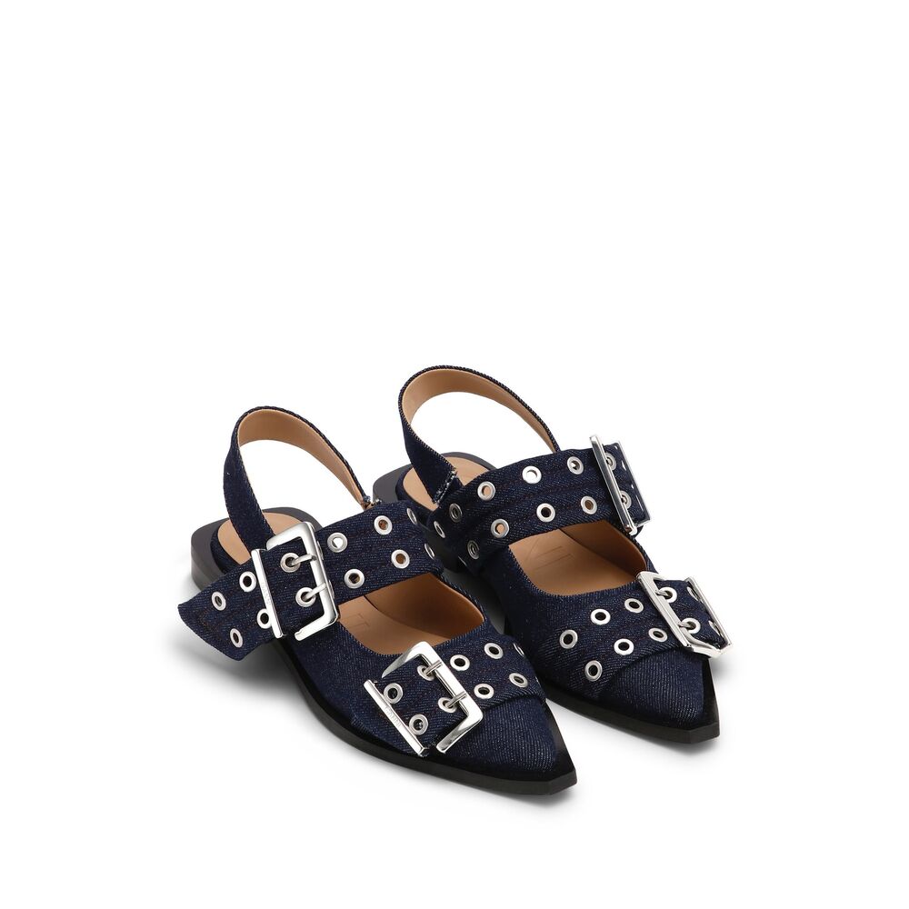 Ganni Ballerine - Blu | Wanan Luxury