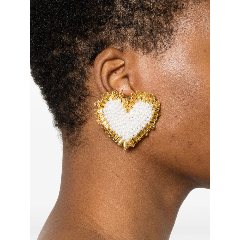 Vanina Fabric Earrings - White, Gold | Wanan Luxury