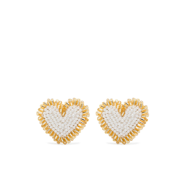 Vanina Fabric Earrings - White, Gold | Wanan Luxury