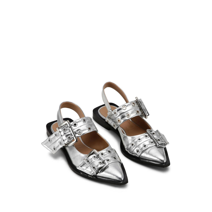 Ganni Ballerine - Argento | Wanan Luxury