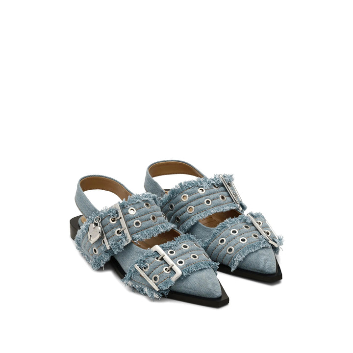 Ganni Ballerine - Blu | Wanan Luxury