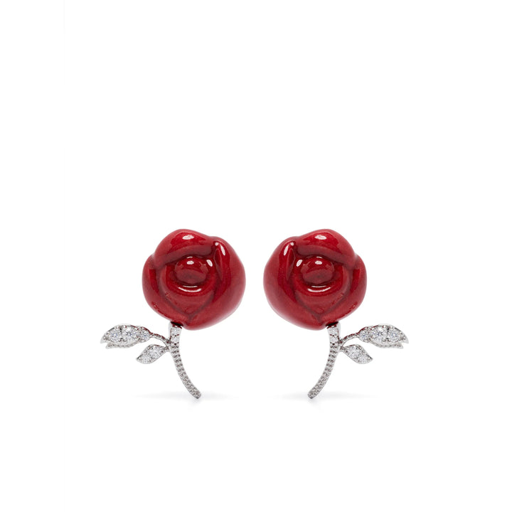 Shushu/Tong Earrings - Silver, Red | Wanan Luxury