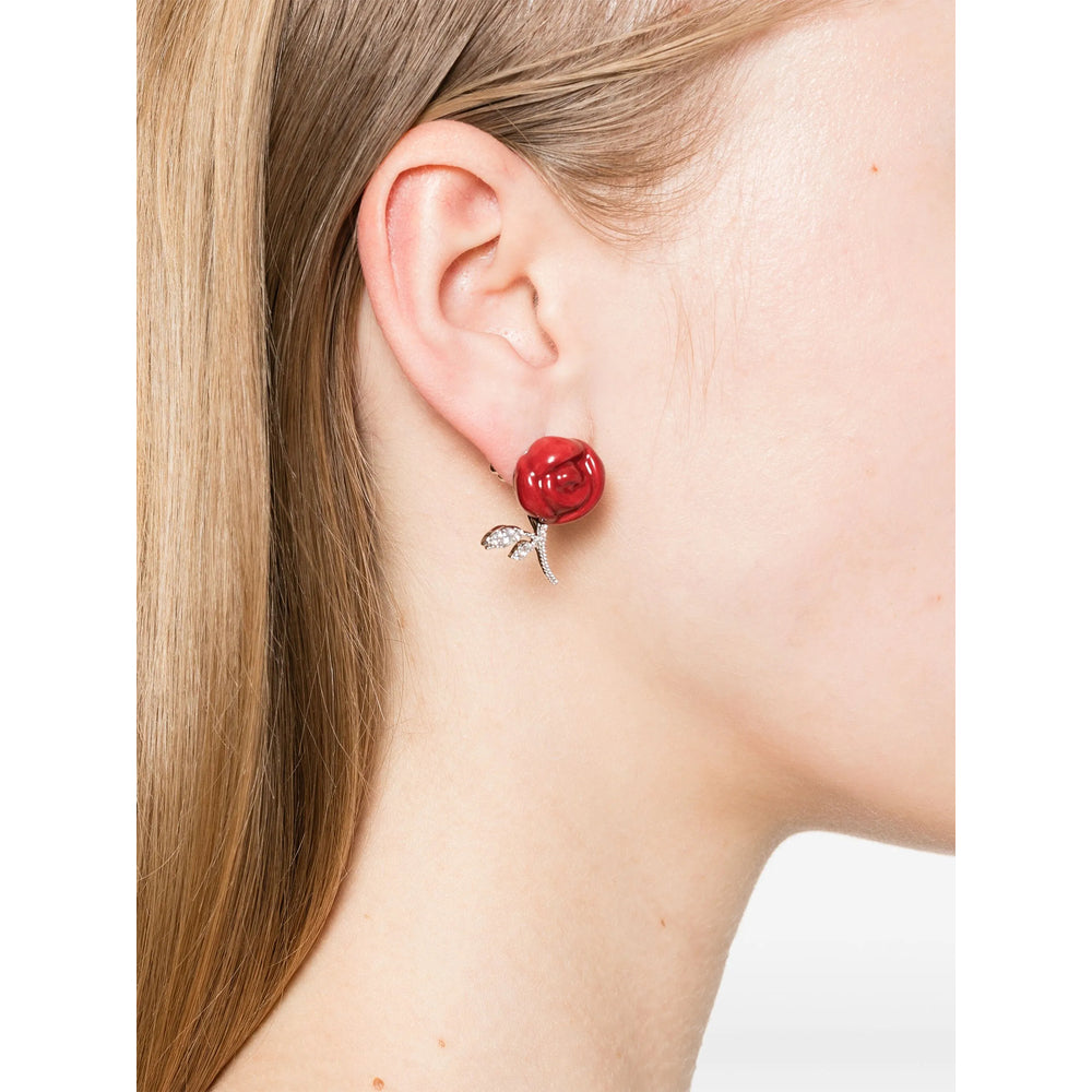 Shushu/Tong Earrings - Silver, Red | Wanan Luxury
