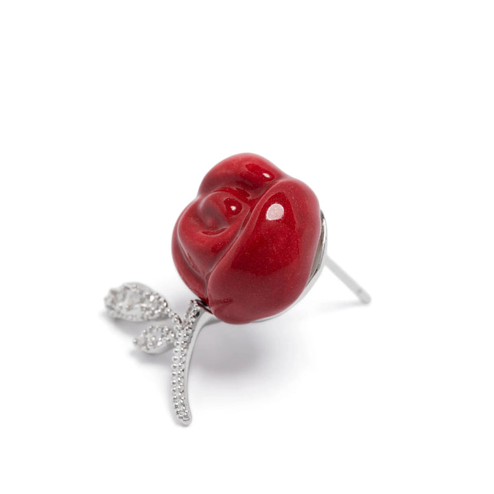 Shushu/Tong Earrings - Silver, Red | Wanan Luxury