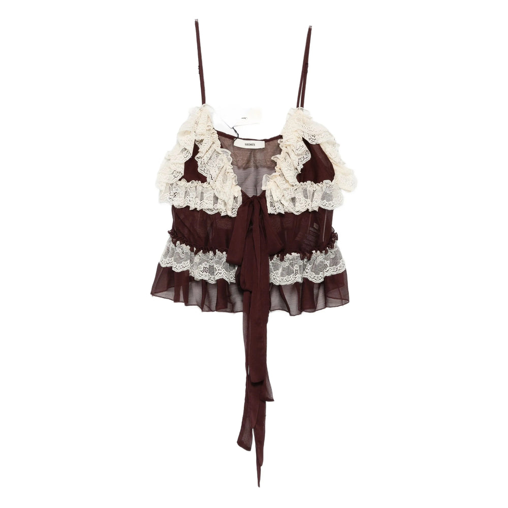 Siedres Tops - Brown, White | Wanan Luxury