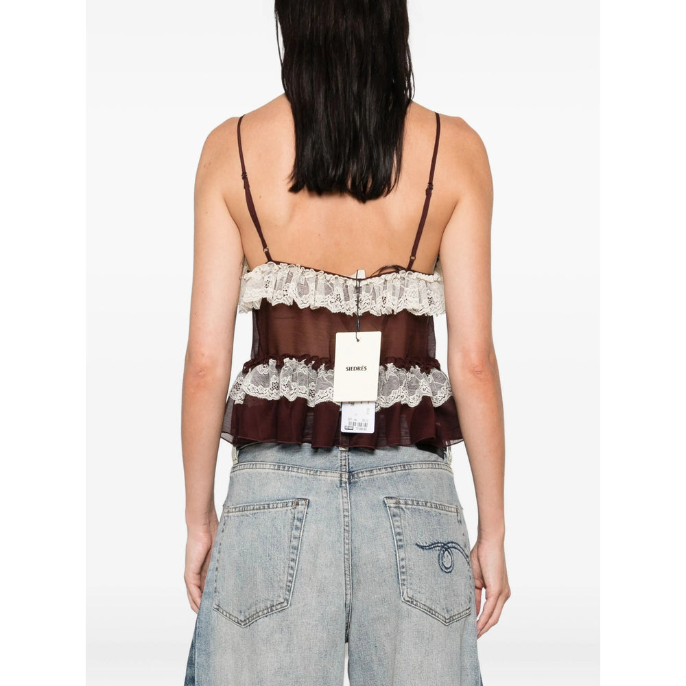 Siedres Tops - Brown, White | Wanan Luxury