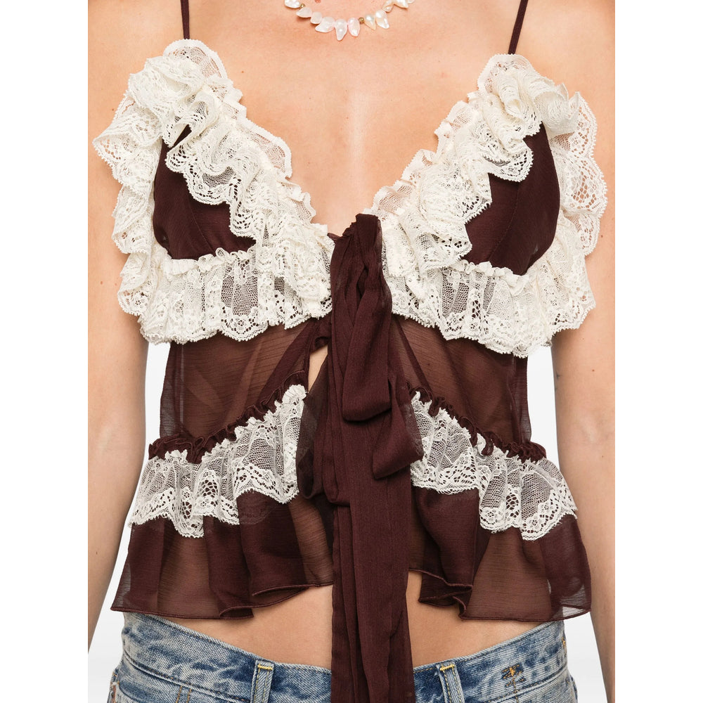 Siedres Tops - Brown, White | Wanan Luxury
