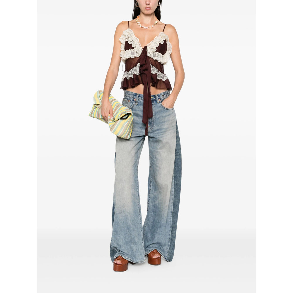 Siedres Tops - Brown, White | Wanan Luxury