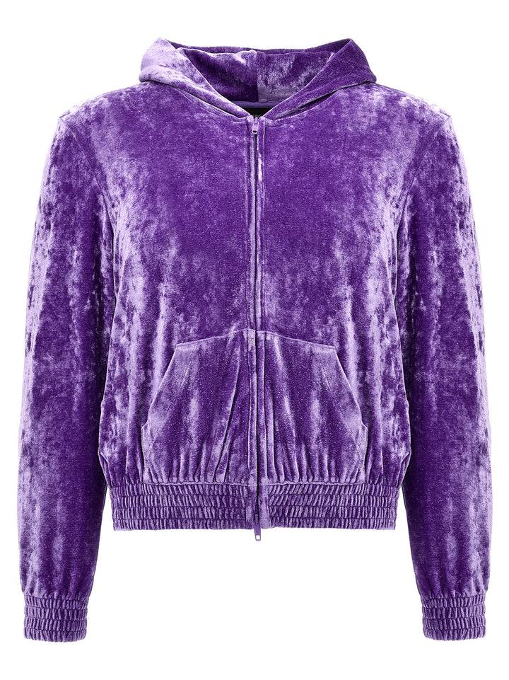 Sequin Velvet Hoodie Sweatshirt Purple