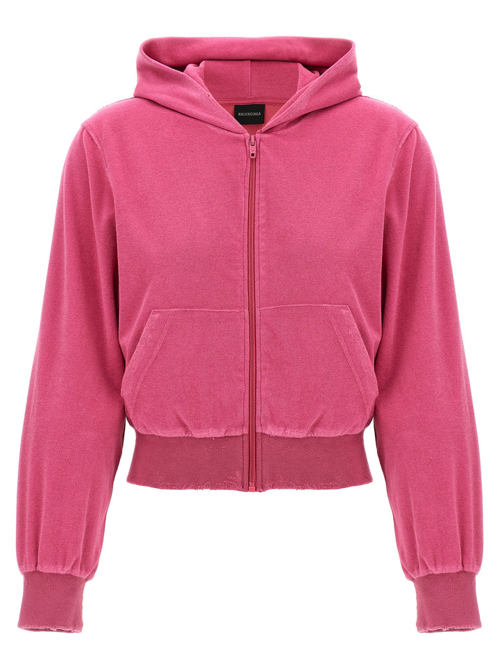 Rhinestone Logo Hoodie Sweatshirt Fuchsia