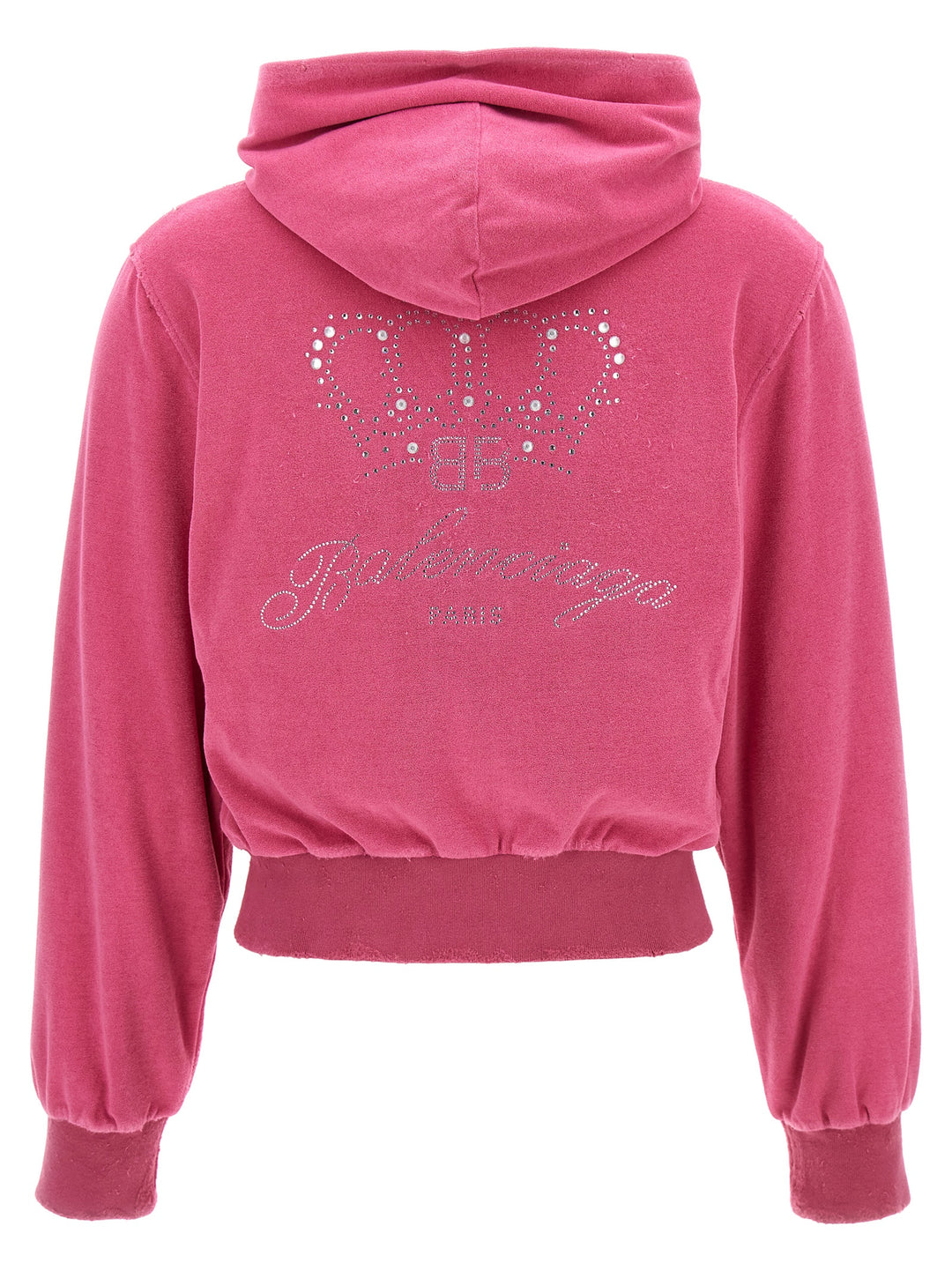 Rhinestone Logo Hoodie Sweatshirt Fuchsia