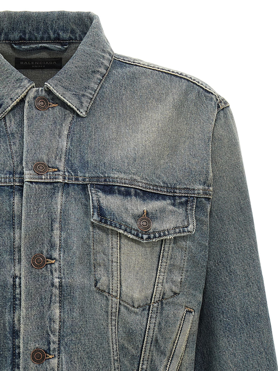 Rhinestone Logo Denim Jacket Casual Jackets, Parka Blue